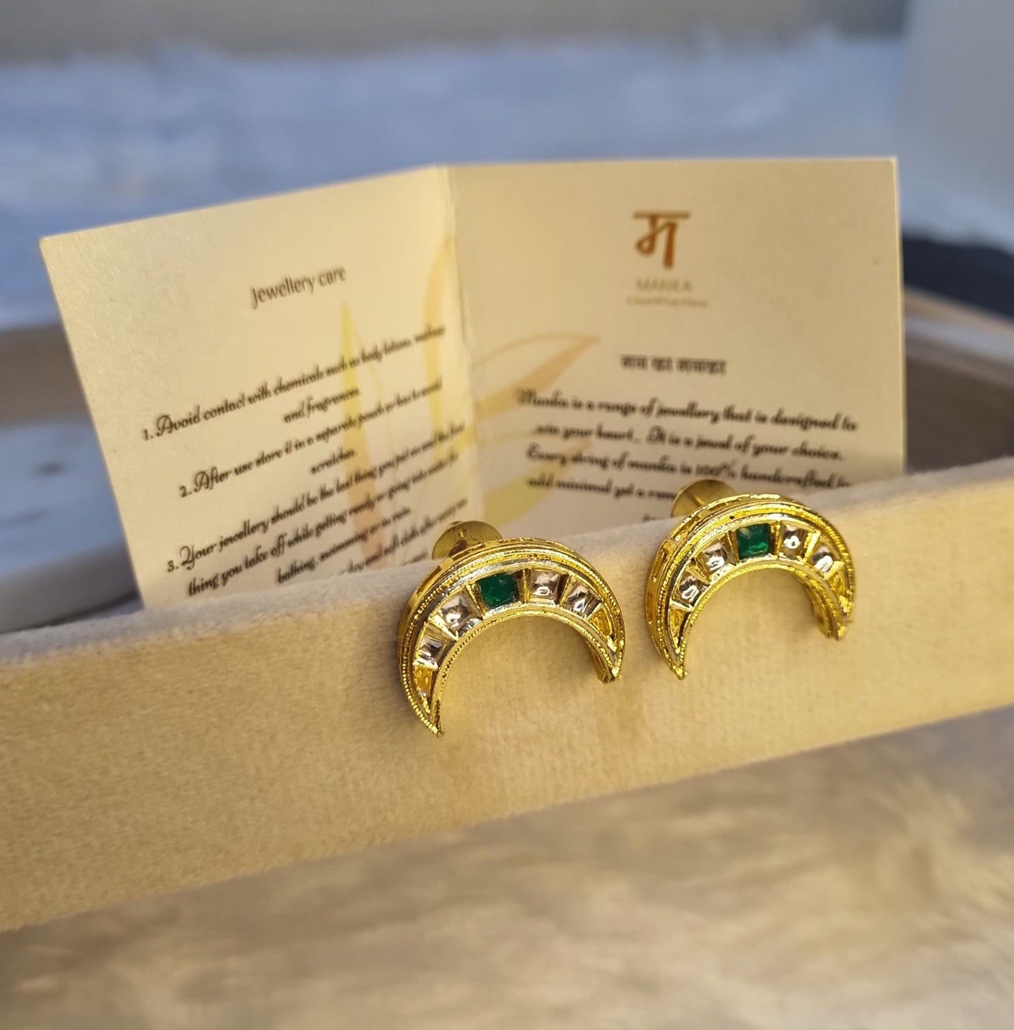 Crescent Kundan Earrings