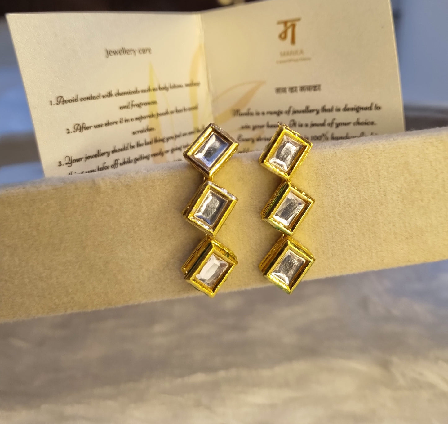 Teardrop Kundan Studs