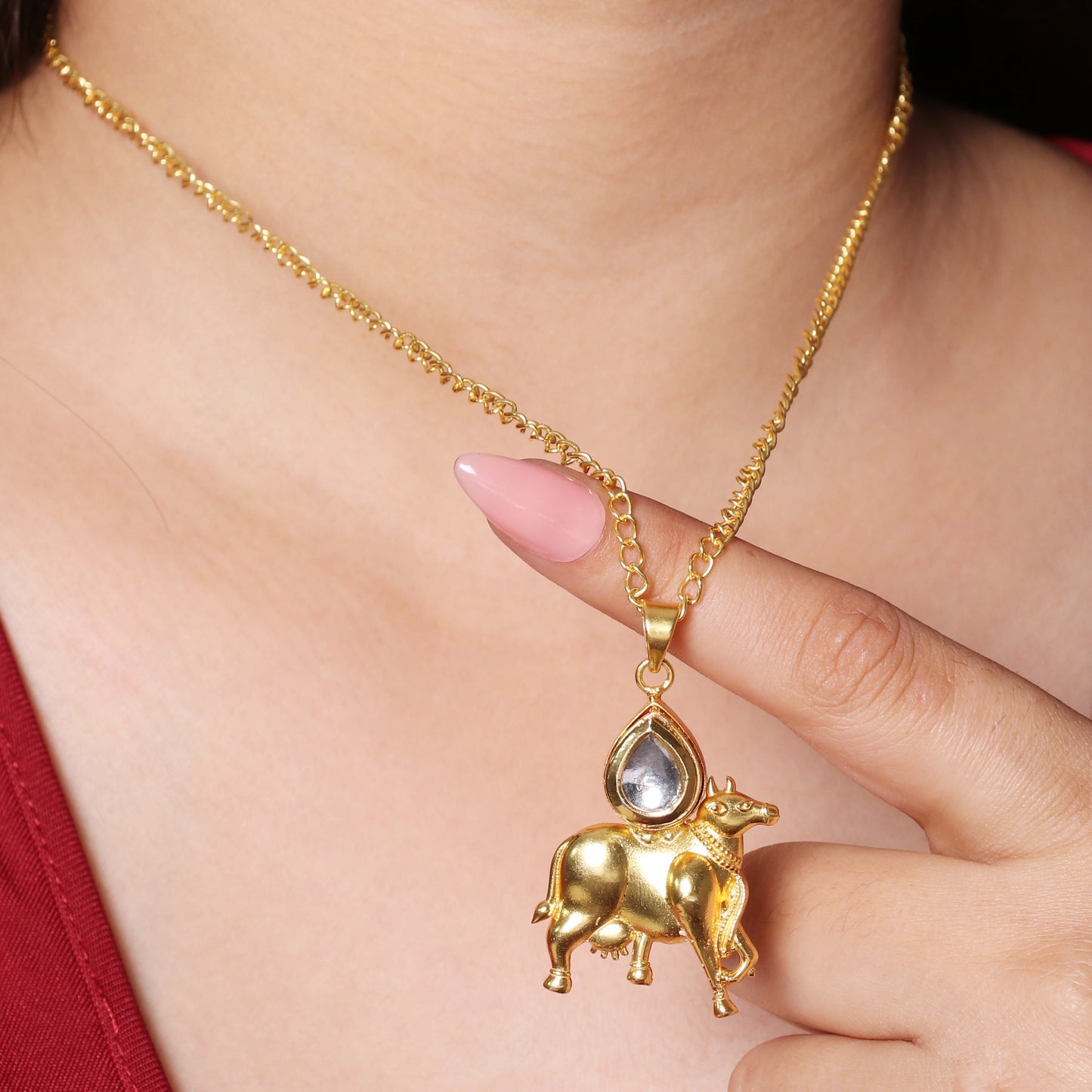 Suvarn Nandi & Teardrop Crystal Pendant Necklace