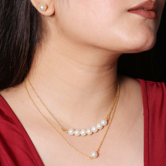 Layered Seven-Pearl & Single-Pearl Necklace