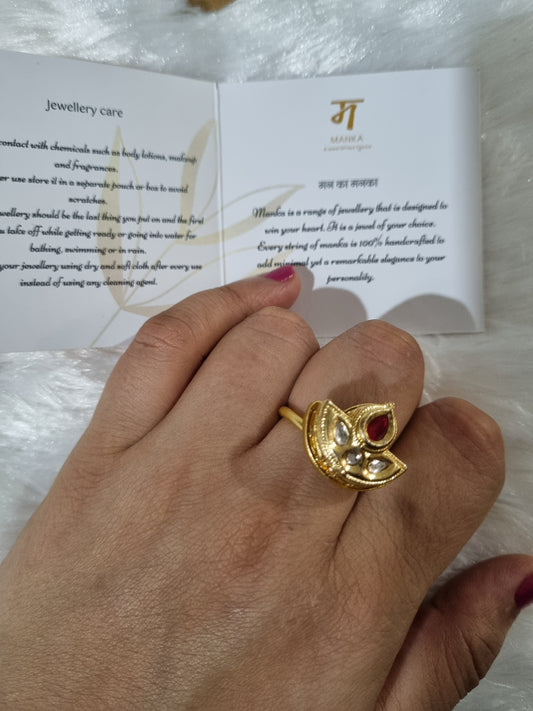 Crescent Kundan Ring