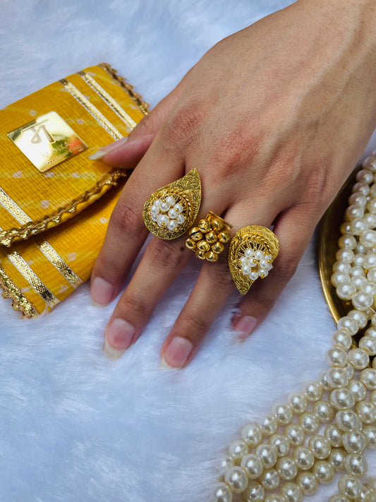 Triveni Pearl Ring Set